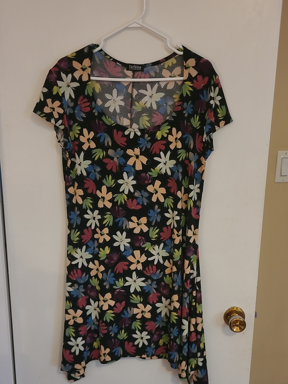 Black Floral Scoop Neck Dress